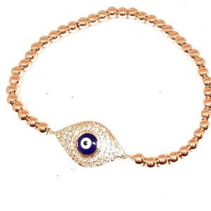Rose Gold Evil Eye Stretch Bracelet Turkish